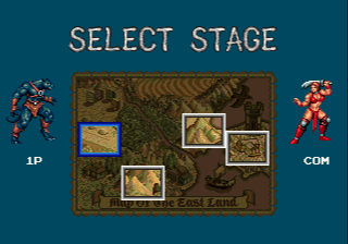Golden Axe III (Genesis) screenshot: Selecting scenario for one-on-one mode