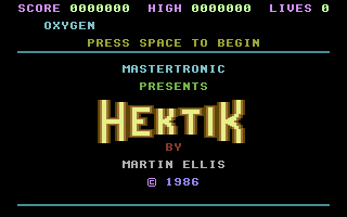 Hektik (Commodore 16, Plus/4) screenshot: Title Screen.