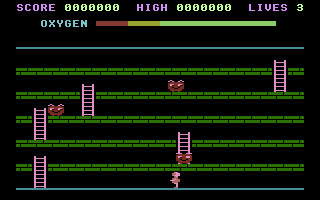 Hektik (Commodore 16, Plus/4) screenshot: Let's kill monsters.