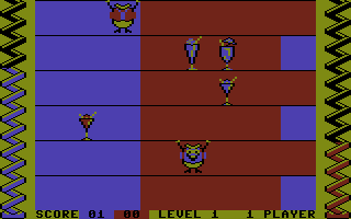 Harvey Headbanger (Commodore 16, Plus/4) screenshot: Drinks have appeared.