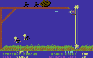 Outback (Commodore 64) screenshot: Pushing the rock.
