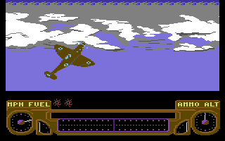 Spitfire (Commodore 64) screenshot: Climbing into the sky.