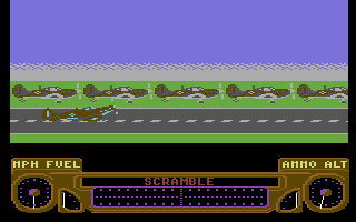 Spitfire (Commodore 64) screenshot: Ready for take-off.