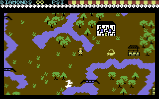 Spirit of the Stones (Commodore 64) screenshot: Start to search for diamonds.