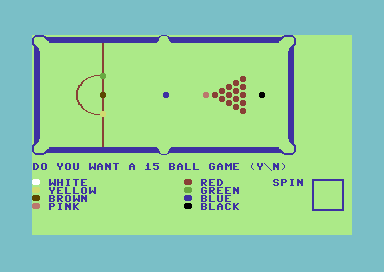 Snooker (Commodore 64) screenshot: How many balls?