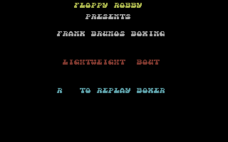 Frank Bruno's Boxing (Commodore 16, Plus/4) screenshot: Title Screen.