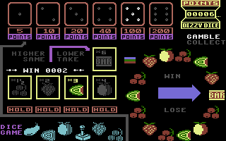 Dizzy Dice (Commodore 16, Plus/4) screenshot: Gamble mode.