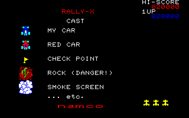 New Rally-X (Sharp X1) screenshot: Title screen