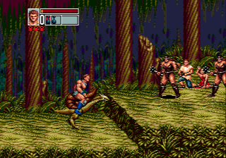 Golden Axe III (Genesis) screenshot: Look, I'm riding a cute green dragon!