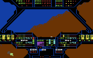 Super Huey UH-IX (Commodore 64) screenshot: Flying a mission...