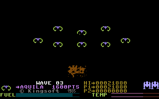 Galaxy (Commodore 16, Plus/4) screenshot: Killed.