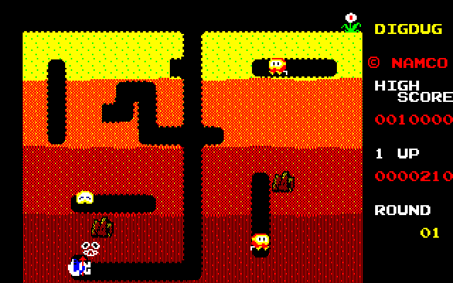 Dig Dug (PC-88) screenshot: Oh no!..