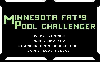 Minnesota Fats' Pool Challenge (Commodore 64) screenshot: Title Screen (US)