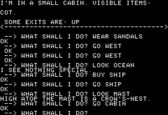 The Golden Voyage (Apple II) screenshot: Within the Cabin