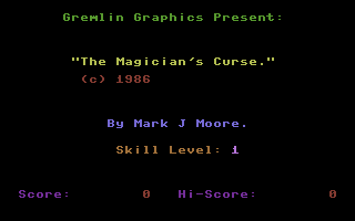 The Magicians Curse (Commodore 16, Plus/4) screenshot: Title Screen.