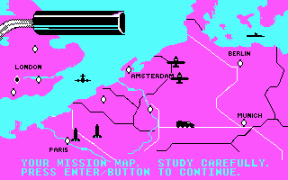 Ace of Aces (DOS) screenshot: Mission Map