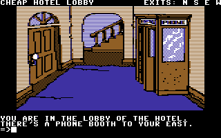 Masquerade (Commodore 64) screenshot: In the lobby.
