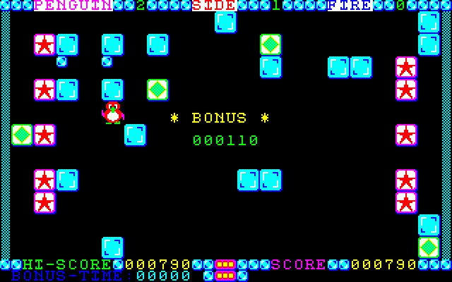 Ice Block (Sharp X1) screenshot: Bonus points after completing a stage