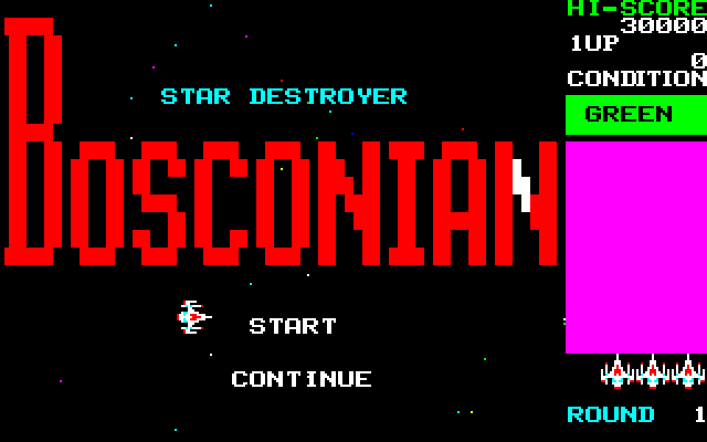 Bosconian (Sharp X1) screenshot: Main menu