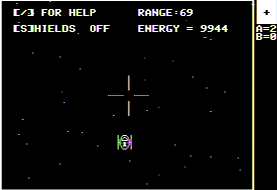Space Raiders (Apple II) screenshot: Engaged in Combat