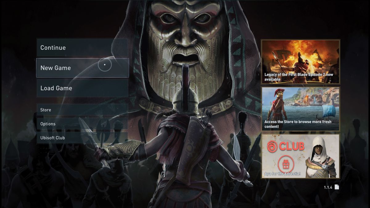 Assassin's Creed: Odyssey (PlayStation 4) screenshot: Main menu