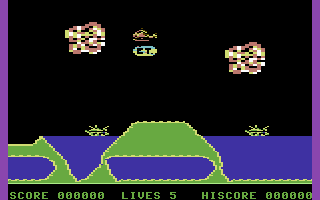 Skyjet (Commodore 64) screenshot: Have a part for the building.