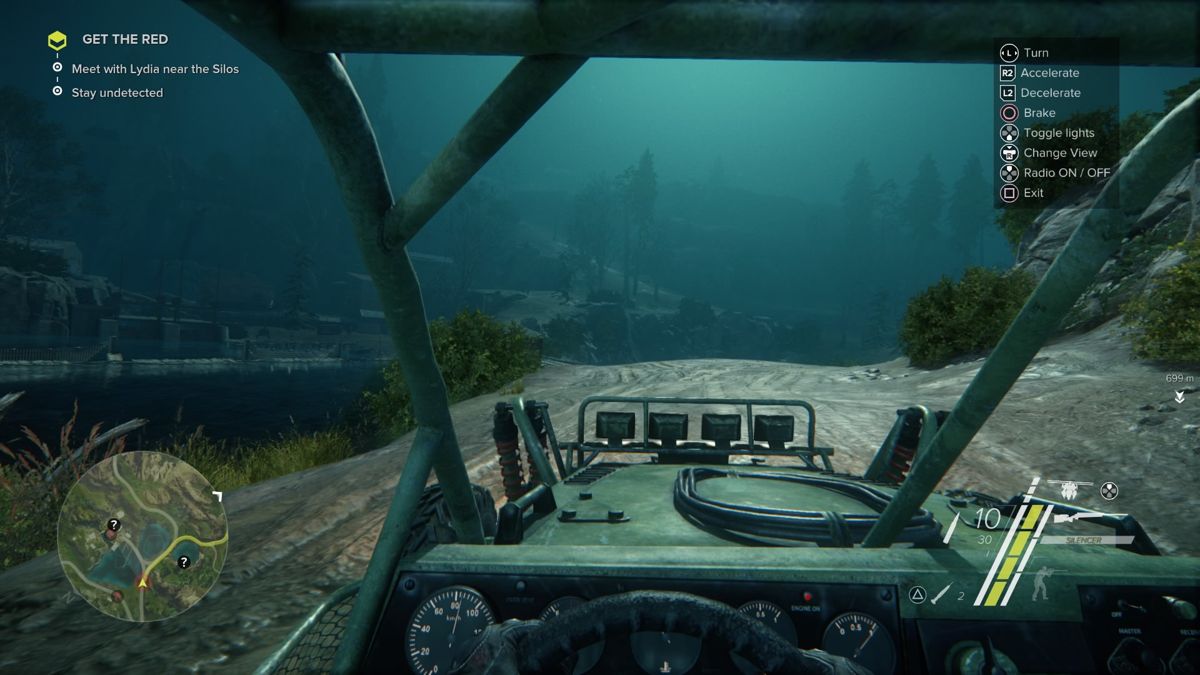 Sniper: Ghost Warrior 3 - Buggy Vehicle (PlayStation 4) screenshot: Trail to your next mission point is highlighted on the mini-map to help you select the shortcut while driving