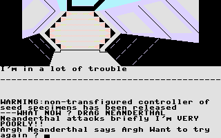 Savage Island Part Two (Commodore 16, Plus/4) screenshot: You died.