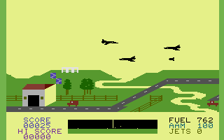 Falcon Patrol (Commodore 16, Plus/4) screenshot: Enemy fighters.
