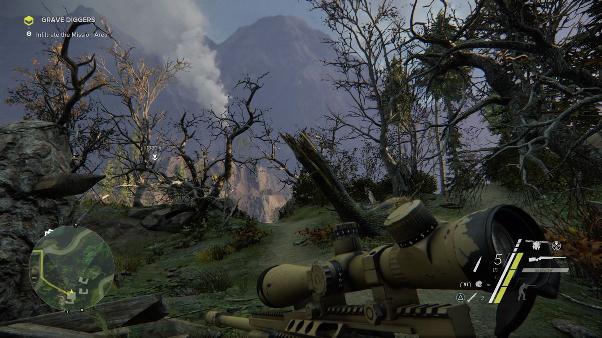 Sniper: Ghost Warrior 3 - Sniper Rifle McMillan TAC-338A (PlayStation 4) screenshot: Default skin during daytime mission