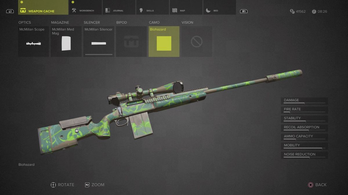 Sniper: Ghost Warrior 3 - Sniper Rifle McMillan TAC-338A (PlayStation 4) screenshot: Biohazard camouflage full view