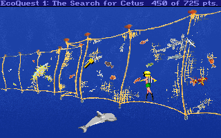 EcoQuest: The Search for Cetus (DOS) screenshot: Helping a lobster out of a net