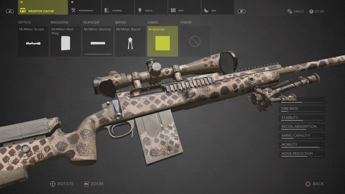 Sniper: Ghost Warrior 3 - Sniper Rifle McMillan TAC-338A (PlayStation 4) screenshot: Anaconda camouflage close-up