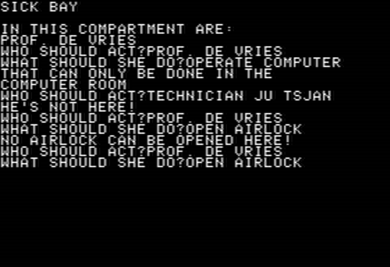 The Alien (Apple II) screenshot: Giving Instructions to my Scientists