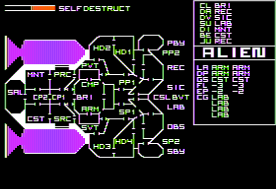 The Alien (Apple II) screenshot: My Ship Schematics