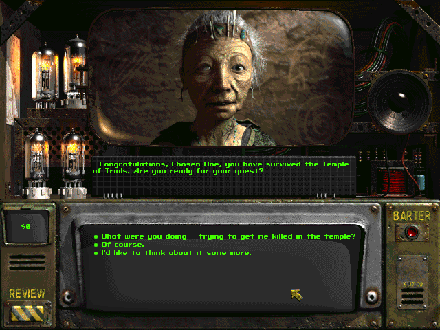 Fallout 2 (Windows) screenshot: Talking to the village elder