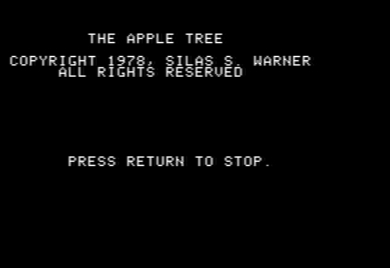 Side Show (Apple II) screenshot: Apple Tree: title
