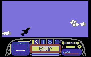 Harrier 7 (Commodore 64) screenshot: Flying high.