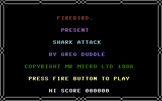 Shark (Commodore 16, Plus/4) screenshot: Title Screen.