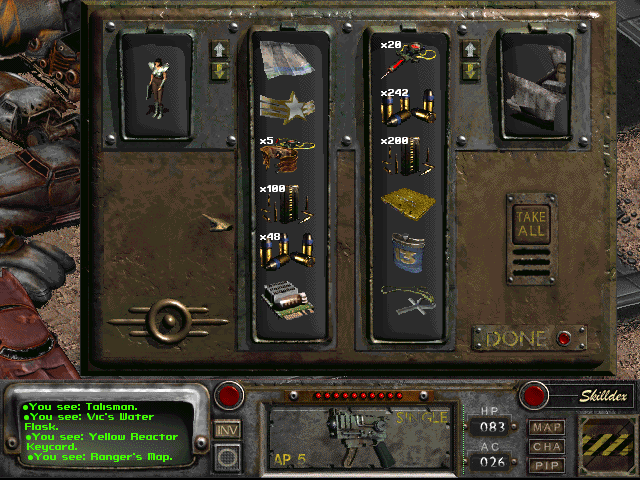 Fallout 2 (Windows) screenshot: You are limited to how many you can carry with you