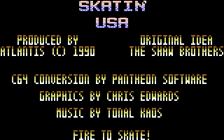 Skatin' USA (Commodore 64) screenshot: Title Screen.