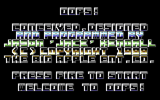 Oops! (Commodore 64) screenshot: Title Screen.