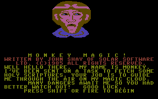 Monkey Magic (Commodore 16, Plus/4) screenshot: Title Screen.