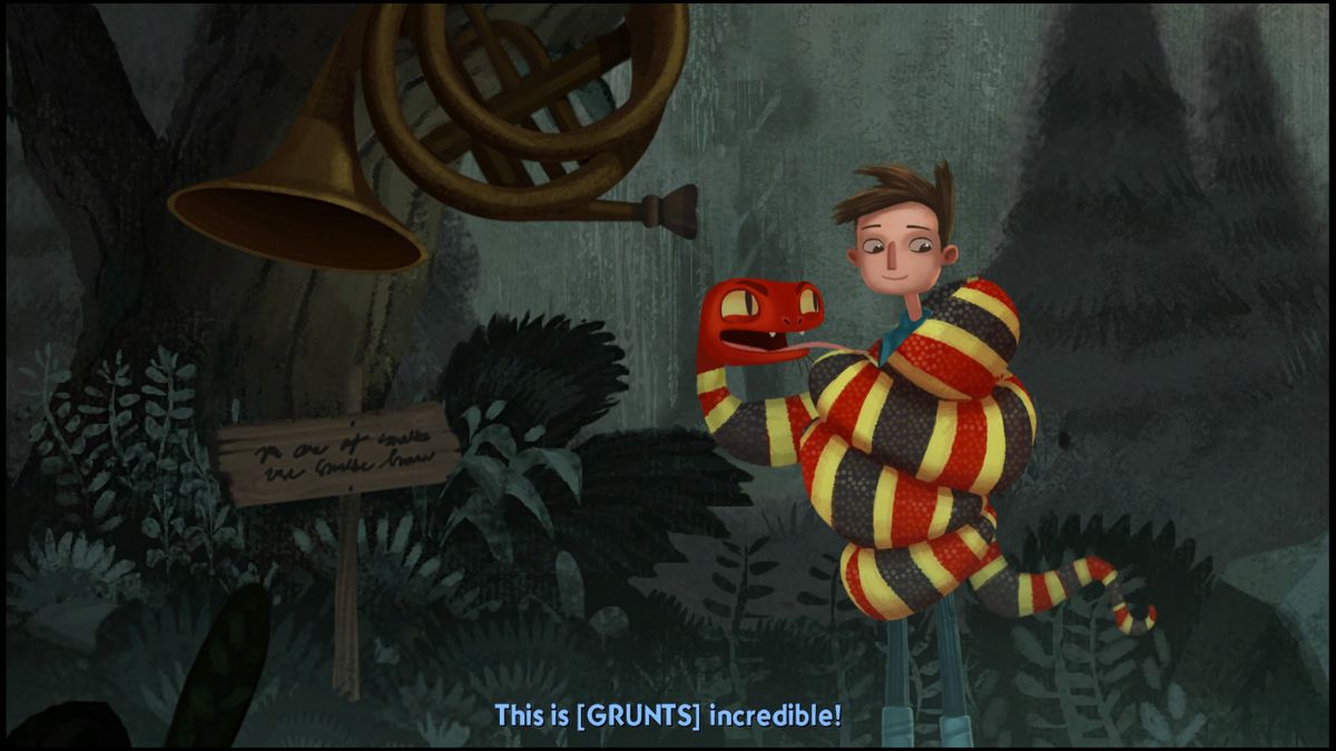 Broken Age (PlayStation 4) screenshot: Shay loves giant snakes