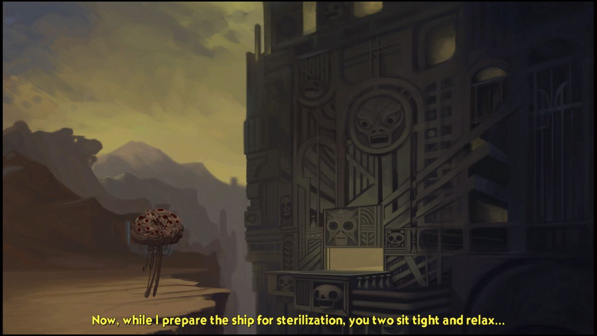 Broken Age (PlayStation 4) screenshot: The space ship returns to base