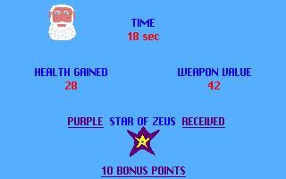 Math Assault I: Word Problems (DOS) screenshot: The rewards for answering a question quickly and correctly