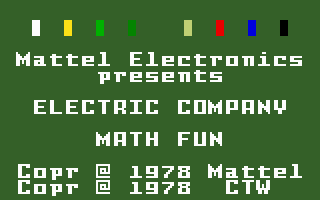 The Electric Company Math Fun (Intellivision) screenshot: Title screen