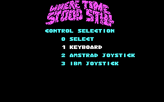 Where Time Stood Still (DOS) screenshot: Title screen and select controls