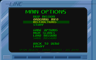 Blake Stone: Aliens of Gold (DOS) screenshot: menu screen