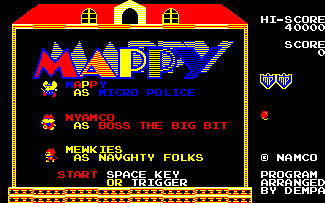 Mappy (Sharp X1) screenshot: (New version) Title screen